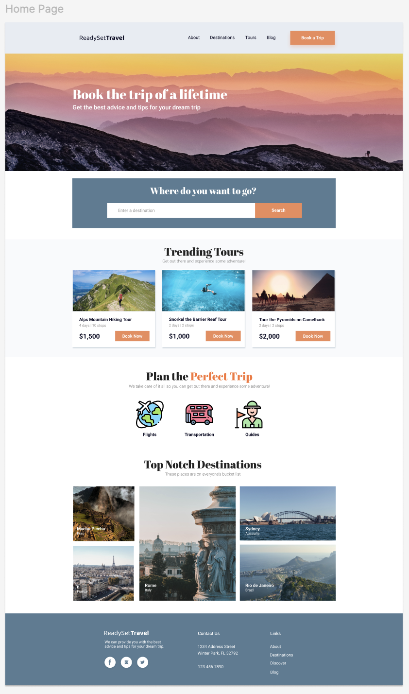 ReadySetTravel website page preview